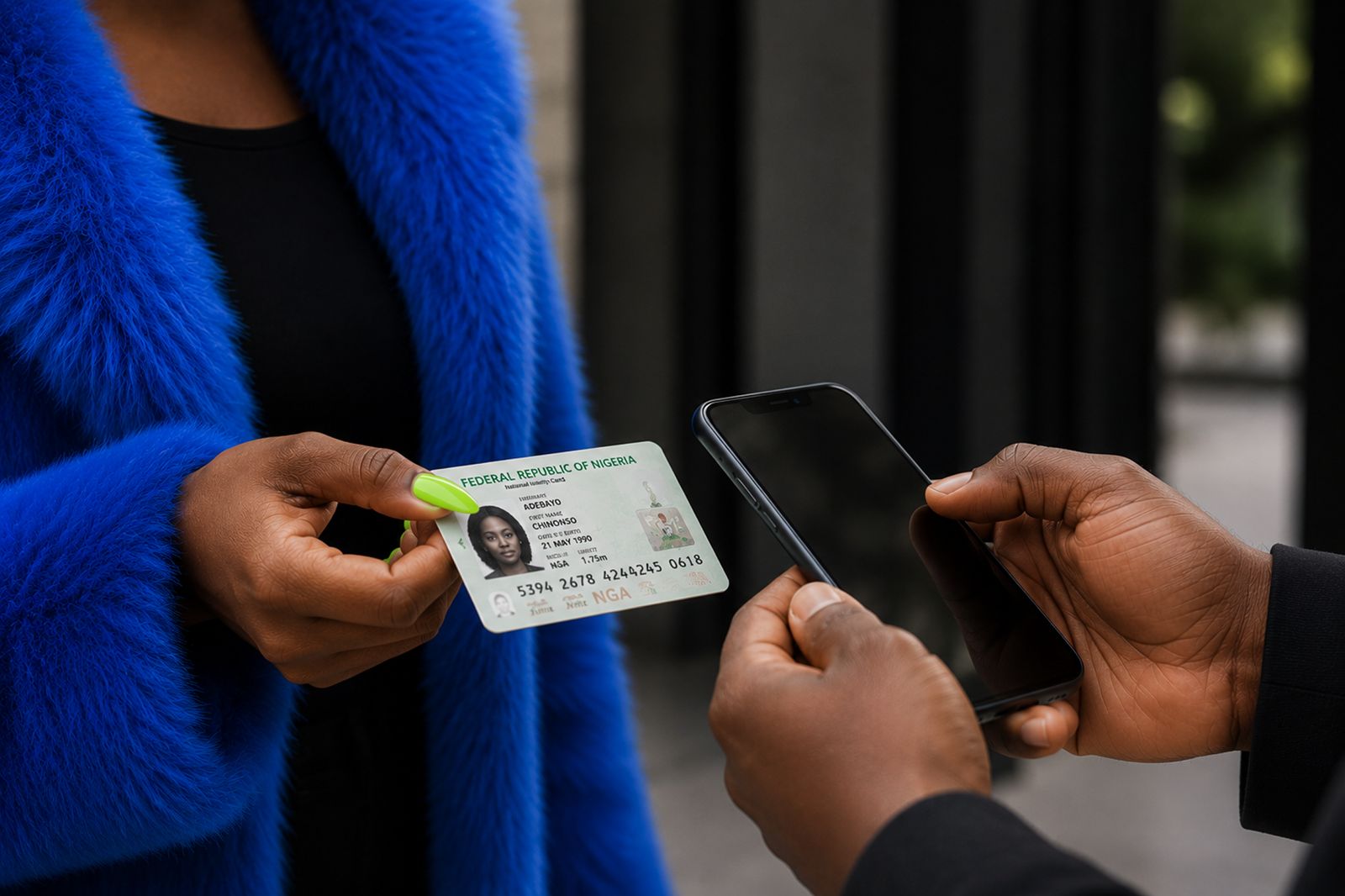 A person completing a verification on their phone
